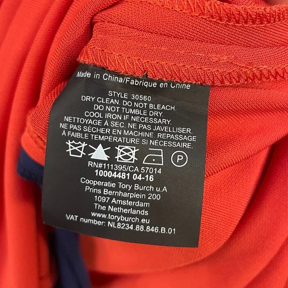 New Tory Burch Walden Colorblock Midi Dress Navy Orange XS $395